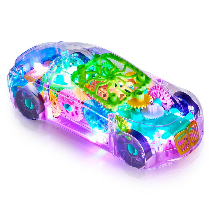 Playbees LightUp Transparent Car Toy Toys for Autistic Kids Ages 35 Sensory Toy for Kids with Autism Special Needs Toys Bump and Go Toys for Toddlers Music and LED Effects Great Gift Idea - Image 2