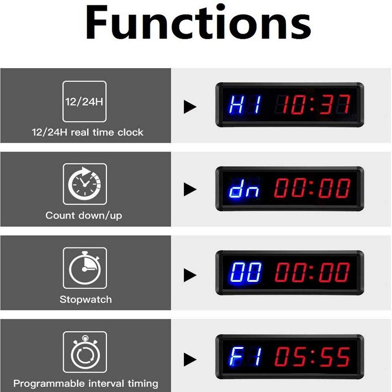 BTBSIGN BTBSIGN LED Interval Timer Count Down/Up Clock Stopwatch with Remote for Home Gym Fitness Blue  - Image 3
