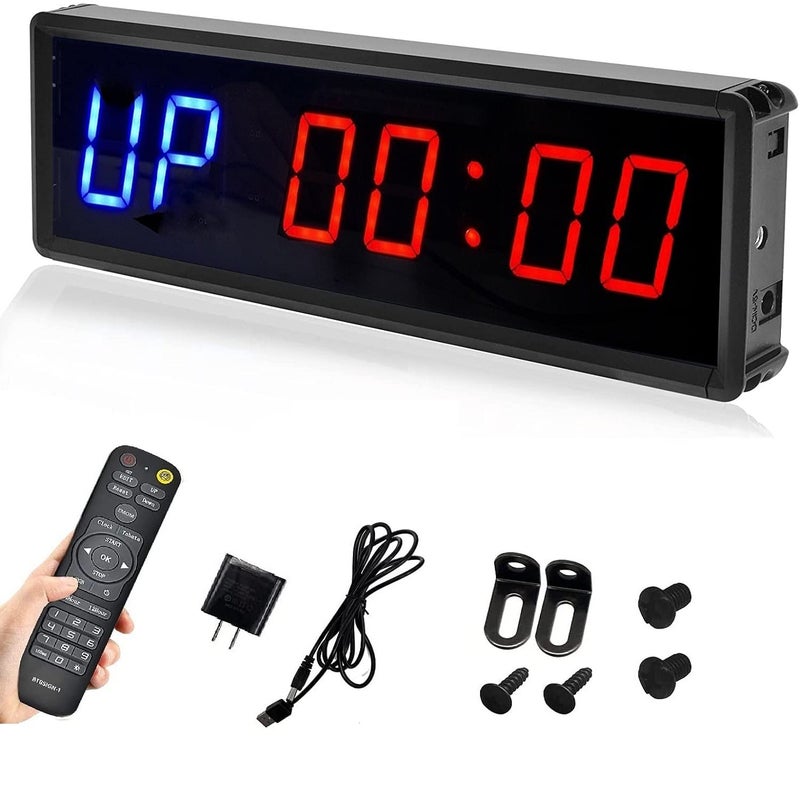 BTBSIGN BTBSIGN LED Interval Timer Count Down/Up Clock Stopwatch with Remote for Home Gym Fitness Blue  - Image 1