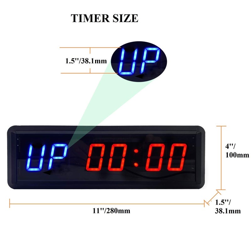 BTBSIGN BTBSIGN LED Interval Timer Count Down/Up Clock Stopwatch with Remote for Home Gym Fitness Blue  - Image 2