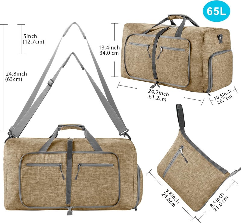Vomgomfom Travel Duffle Bag for Men, 65L Foldable Travel Duffel Bag with Shoes Compartment Overnight Bag for Men Women Waterproof & Tear Resistant - Image 2