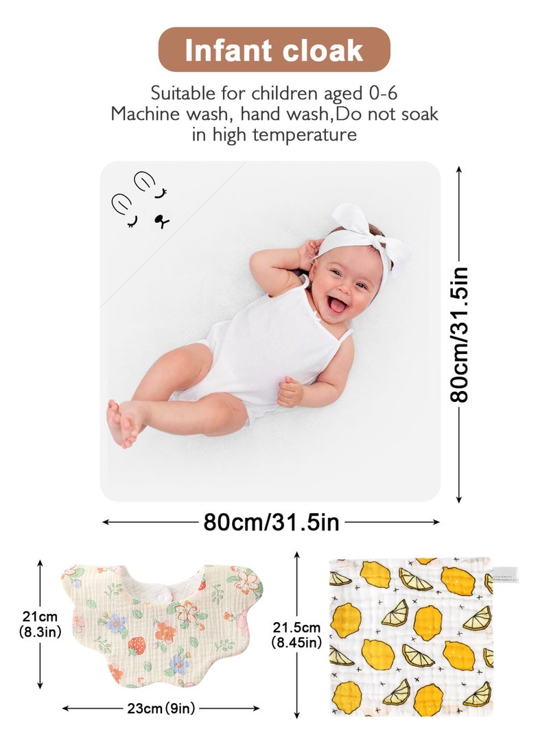 URbazaar Baby Bath Towel, Hooded Baby Bath Towel, Super Absorbent Baby Towel, with Small Towel and Baby Bibs, Bath Towels for Girls and Boys (White) - Image 4