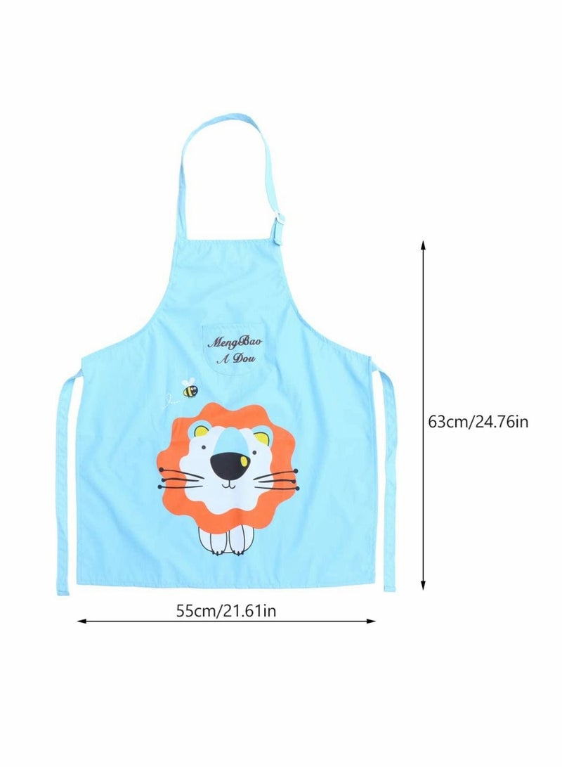 NIBEMINENT Kids Apron Waterproof And Sleeves Lion Print Cooking Painting Baking Smock For Toddler Boys Girls - Image 3