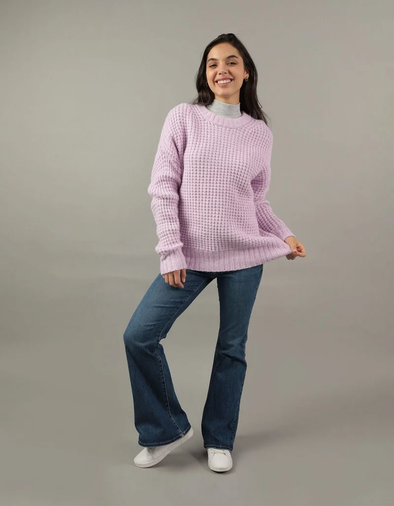American Eagle AE Oversized Waffle Crewneck Sweater