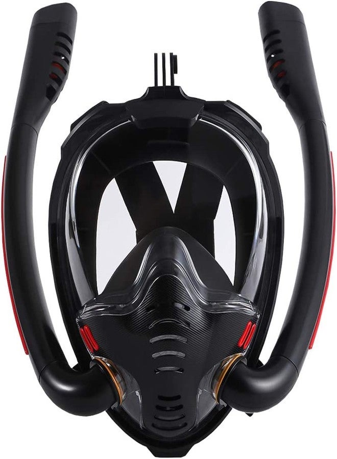 VBM Full Face Snorkel Mask with Anti-Fog Wipes, 180 Degree Panoramic HD View Snorkeling Mask, Double Tubes Designed Anti-Leak Dry Top Set for Adults and Kids(Black -L/XL) - Image 1