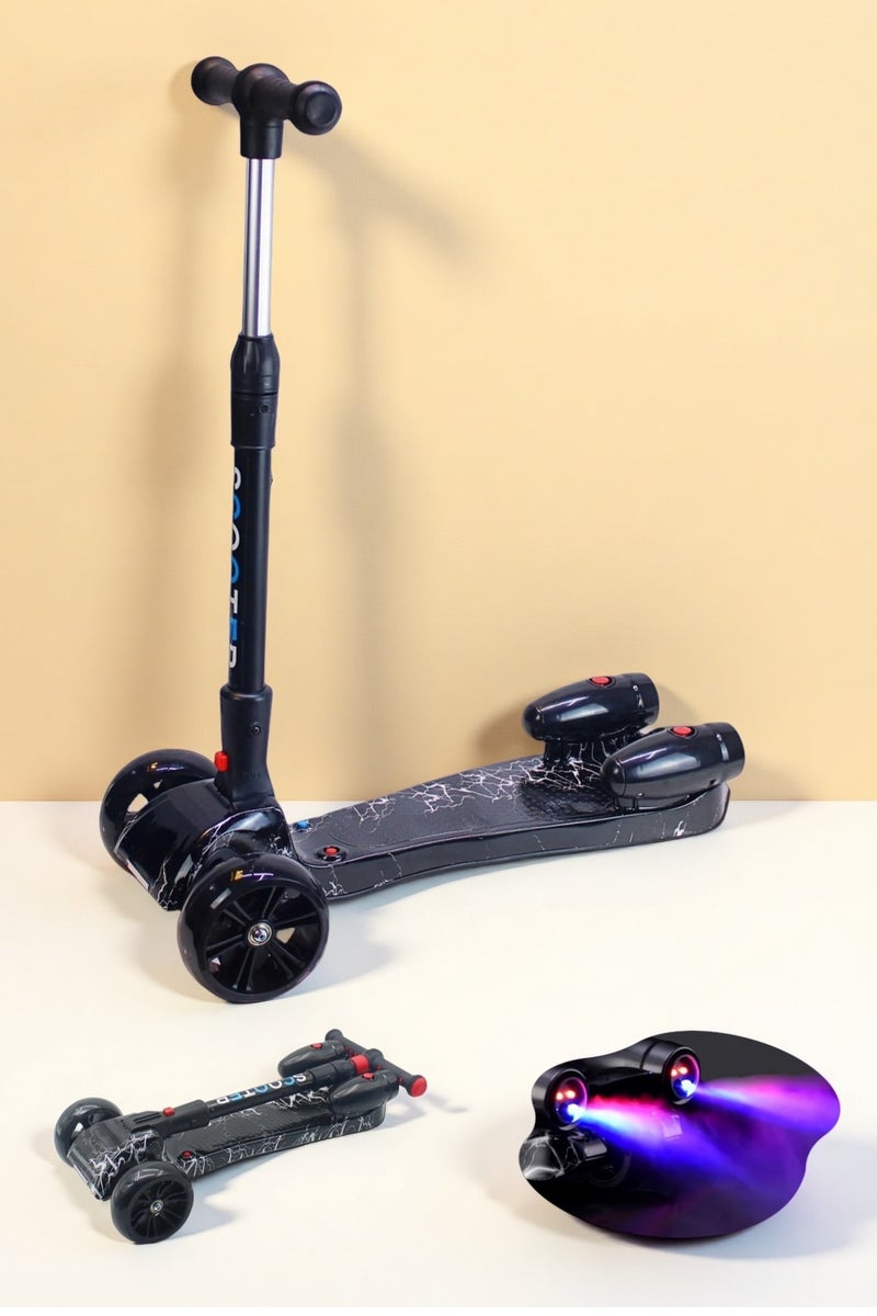 EASY FUTURE 3 Wheel Kick Scooter for Kids Ages 3-14, Lean to Steer with LED Light-Up Wheels, Bluetooth Music, Water Spray Smoke Effect – Foldable & Safe Ride for Boys and Girls - Image 1