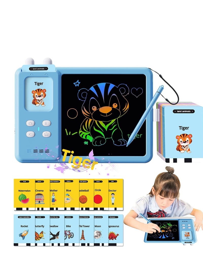 Audible Learning Toy, 224 PCS Talking Flashcards, Audible Flash Cards with Sound Effects, LCD Writing Tablet Educational Learning, Words Toys,Toddlers Birthday Gift for 2-7 Years Kids BLUE - Image 1
