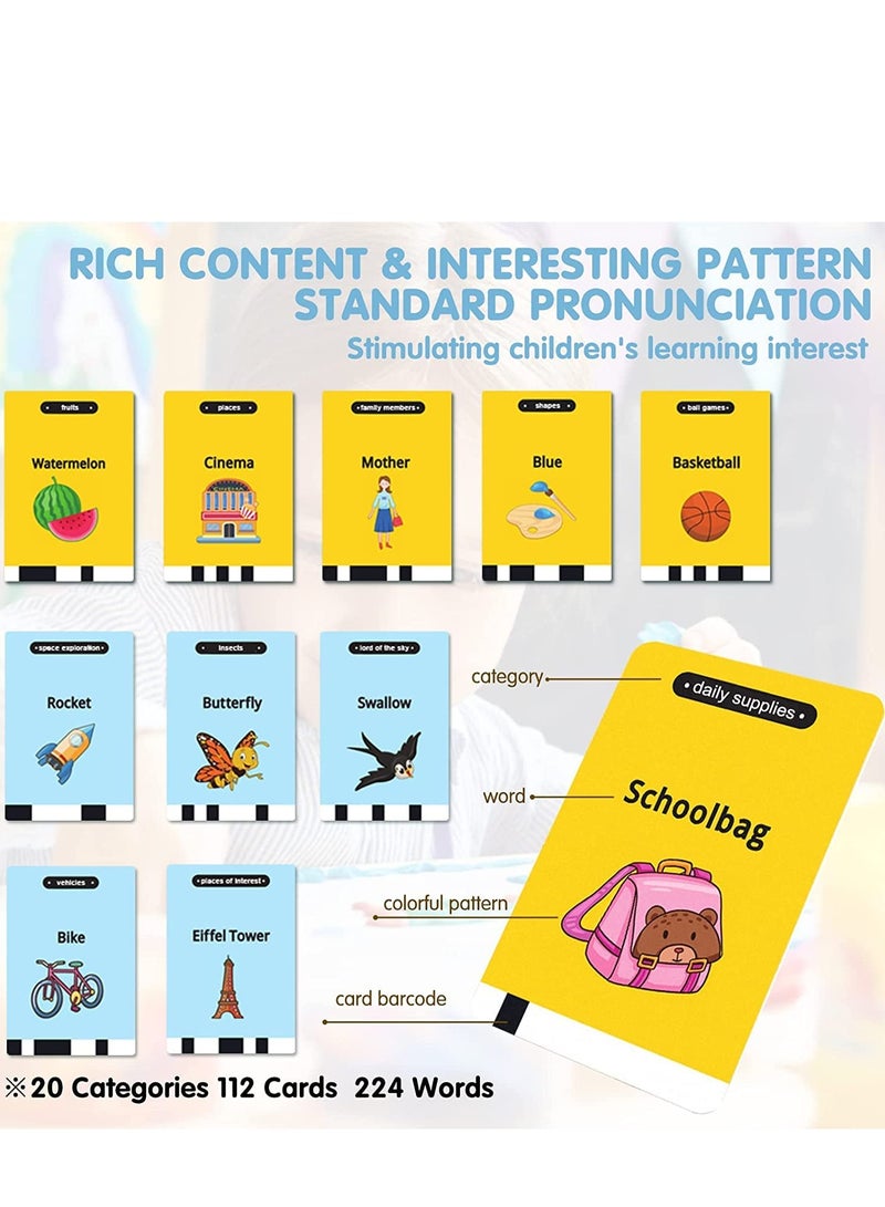 Audible Learning Toy, 224 PCS Talking Flashcards, Audible Flash Cards with Sound Effects, LCD Writing Tablet Educational Learning, Words Toys,Toddlers Birthday Gift for 2-7 Years Kids BLUE - Image 4