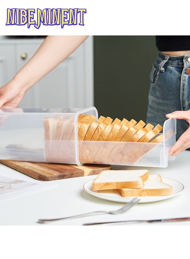 NIBEMINENT 1pc Airtight Bread Box with Lid, Bread Storage Container with Tray – Clear Plastic Food Storage Container with Inner Compartments, Reusable Rectangular Bread Keeper for Freshness, Plastic Food Preserver, Container/Holder for Homemade Loaves and Baked Goods, Kitchen Accessories（White） - Image 3