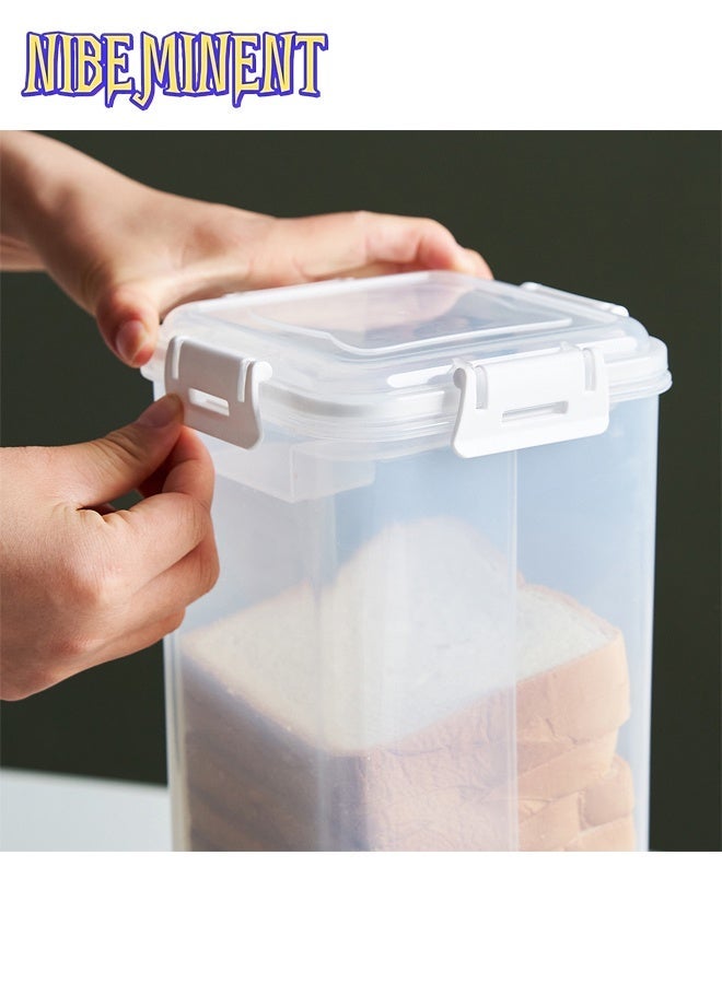 NIBEMINENT 1pc Airtight Bread Box with Lid, Bread Storage Container with Tray – Clear Plastic Food Storage Container with Inner Compartments, Reusable Rectangular Bread Keeper for Freshness, Plastic Food Preserver, Container/Holder for Homemade Loaves and Baked Goods, Kitchen Accessories（White） - Image 5