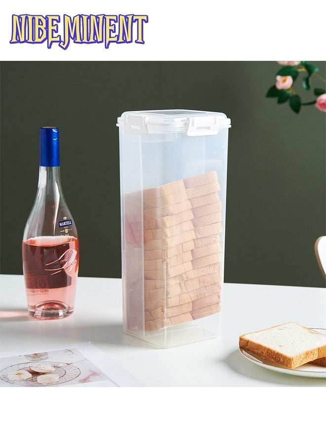NIBEMINENT 1pc Airtight Bread Box with Lid, Bread Storage Container with Tray – Clear Plastic Food Storage Container with Inner Compartments, Reusable Rectangular Bread Keeper for Freshness, Plastic Food Preserver, Container/Holder for Homemade Loaves and Baked Goods, Kitchen Accessories（White） - Image 4