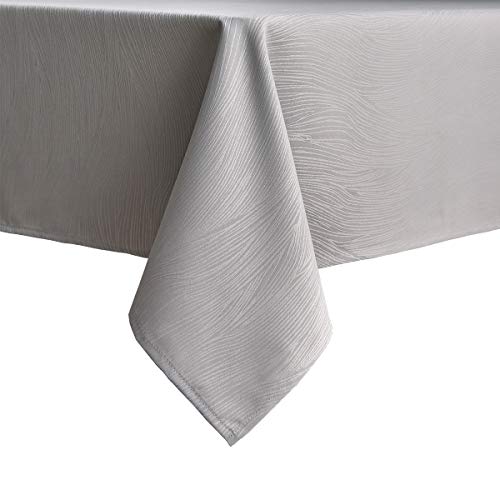 maxmill Jacquard Tablecloth Swirl Design Spillproof Wrinkle Free Heavy Weight Soft Table Cloth Decorative Fabric Table Cover for Outdoor and Indoor Use Oblong 60 x 120 Inch Light Gray - Image 3