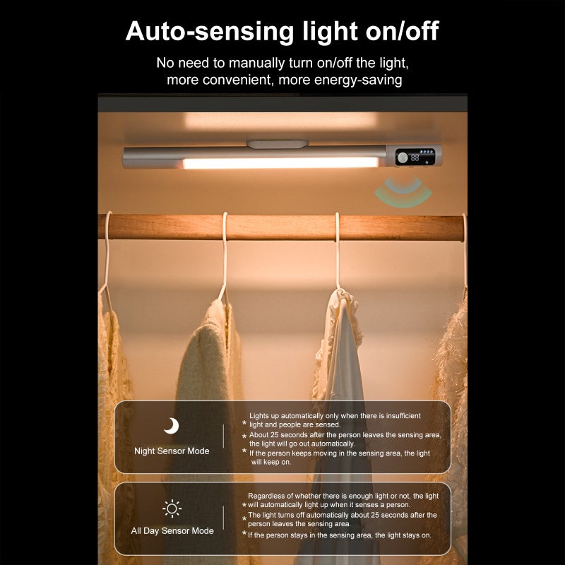 Under Cabinet Lighting: 30° Adjustable Angle Motion Sensor Light - Magnetic Rechargeable Dimmable LED Strip for Kitchen Cabinets Closets Wardrobes - Image 5