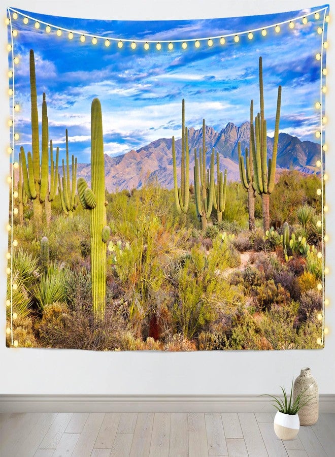 Loccor 80''x60'' Desert Cactus Tapestry National Park Arizona Desert Sand Dunes Prickly Cactus Wild Mountains Desert Scenery Tapestry Wall Hanging Living Room Bedroom Dorm Wall Hanging Decor - Image 1