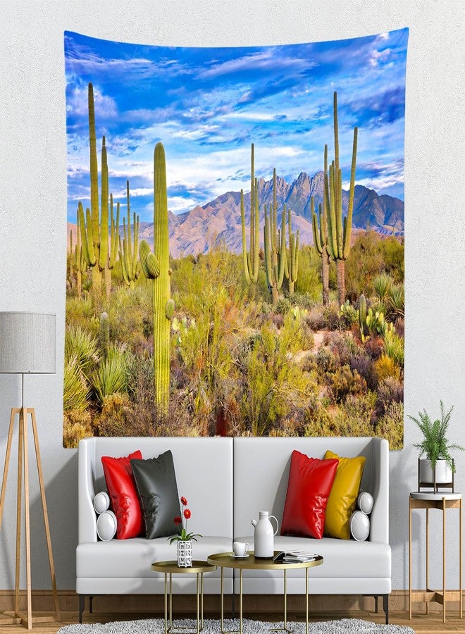 Loccor 80''x60'' Desert Cactus Tapestry National Park Arizona Desert Sand Dunes Prickly Cactus Wild Mountains Desert Scenery Tapestry Wall Hanging Living Room Bedroom Dorm Wall Hanging Decor - Image 5