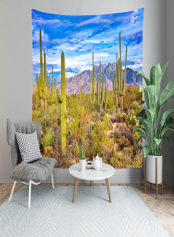 Loccor 80''x60'' Desert Cactus Tapestry National Park Arizona Desert Sand Dunes Prickly Cactus Wild Mountains Desert Scenery Tapestry Wall Hanging Living Room Bedroom Dorm Wall Hanging Decor - Image 3