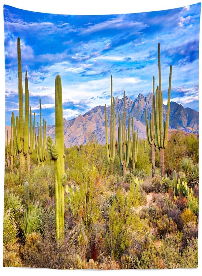 Loccor 80''x60'' Desert Cactus Tapestry National Park Arizona Desert Sand Dunes Prickly Cactus Wild Mountains Desert Scenery Tapestry Wall Hanging Living Room Bedroom Dorm Wall Hanging Decor - Image 2
