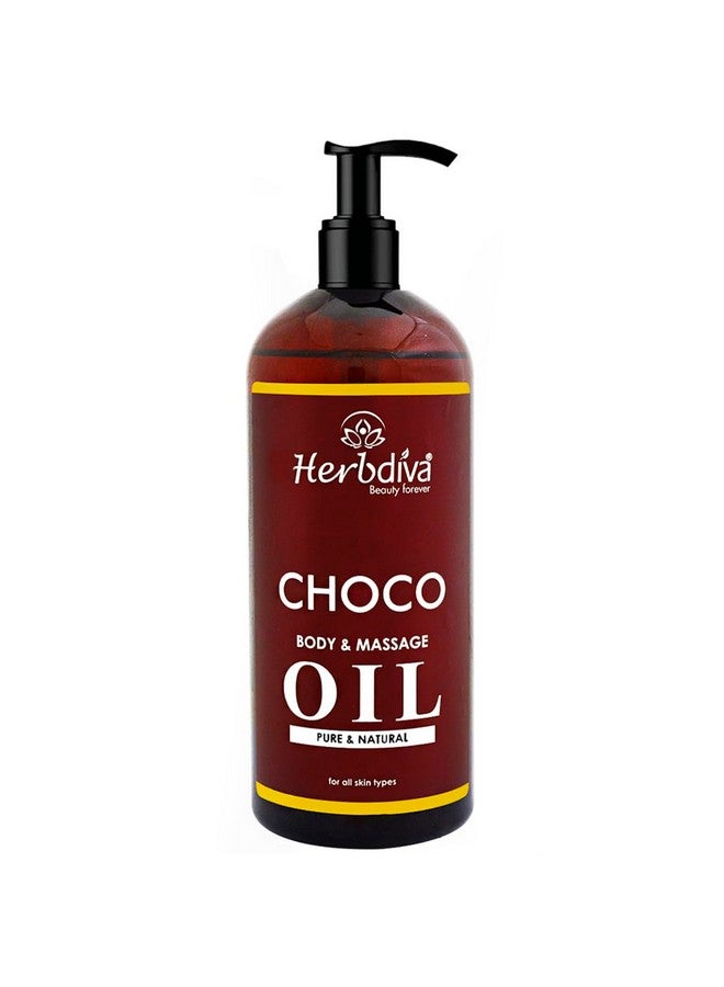 هيربيفا زيت تدليك الجسم بالشوكولاتة، 500 مل، غني بزيت اللوز وزيت الكاكاو لبشرة ناعمة وسلسة ومتوهجة، مناسب لجميع أنواع البشرة للنساء والرجال - Image 1