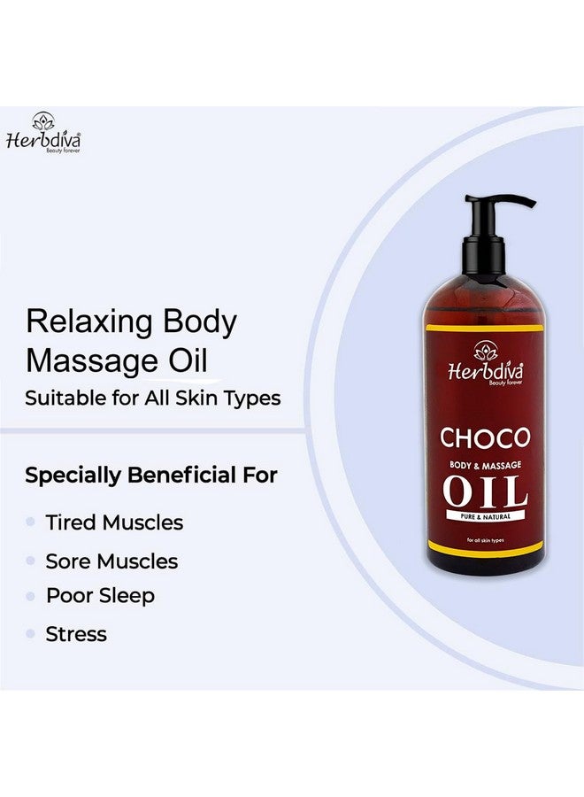 هيربيفا زيت تدليك الجسم بالشوكولاتة، 500 مل، غني بزيت اللوز وزيت الكاكاو لبشرة ناعمة وسلسة ومتوهجة، مناسب لجميع أنواع البشرة للنساء والرجال - Image 2