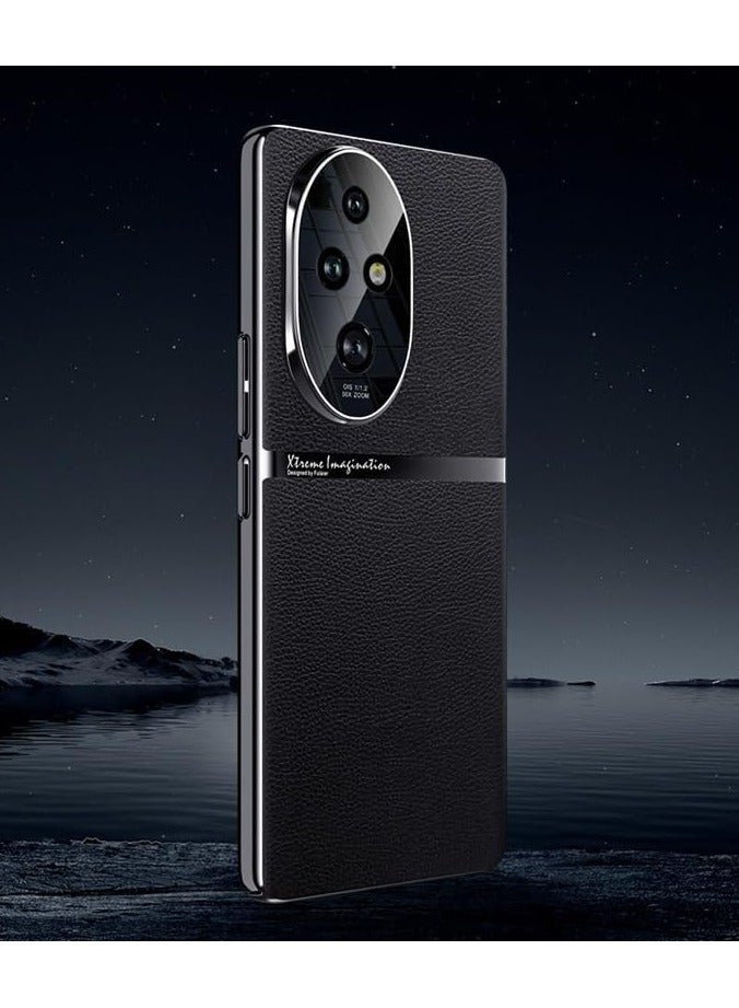 general Case Compatible with Honor 200 Pro, Premium Leather Ultra-Thin Anti-Fingerprint Shockproof Bumper Anti-fall All-inclusive Lens Protection Electroplated Frame Cover - Image 1