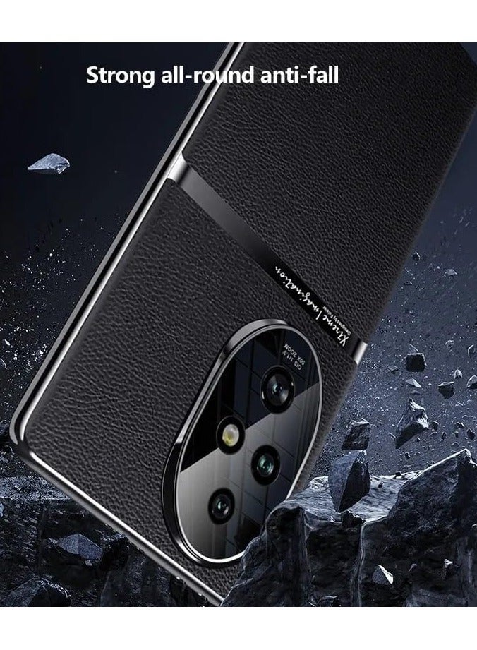 general Case Compatible with Honor 200 Pro, Premium Leather Ultra-Thin Anti-Fingerprint Shockproof Bumper Anti-fall All-inclusive Lens Protection Electroplated Frame Cover - Image 3