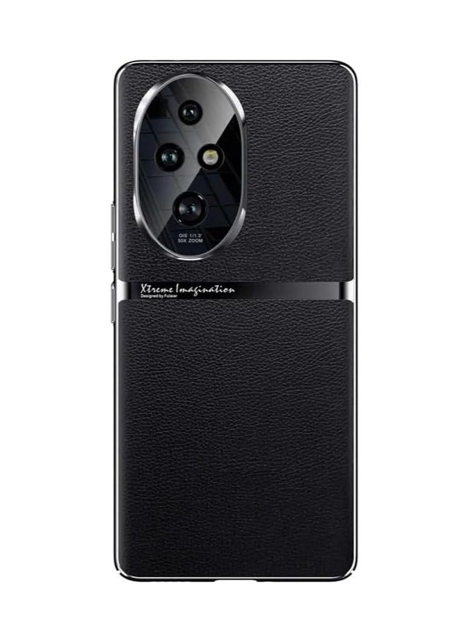 general Case Compatible with Honor 200 Pro, Premium Leather Ultra-Thin Anti-Fingerprint Shockproof Bumper Anti-fall All-inclusive Lens Protection Electroplated Frame Cover - Image 4