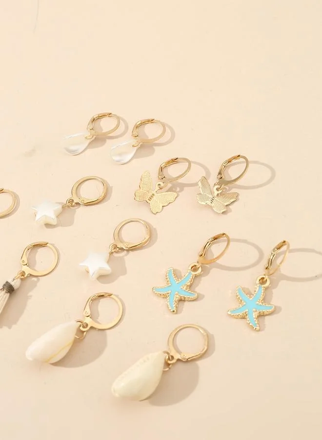 Take Two Set of 6 - Starfish and Shell Hoop Earrings