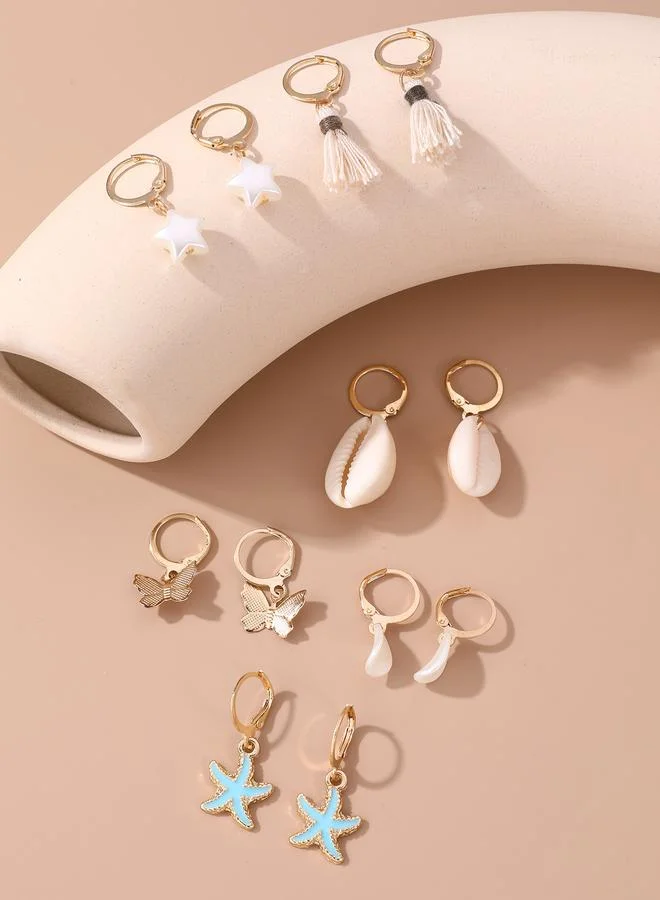 Take Two Set of 6 - Starfish and Shell Hoop Earrings