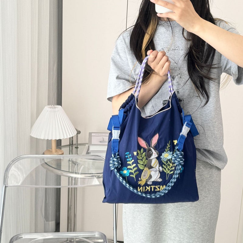 Canvas Bag Women'S Crossbody Student'S Handbag Supplementary Class Bag Handbag Carrying Book Bag Japanese Girl'S Artistic Embroidery Bag - Image 2