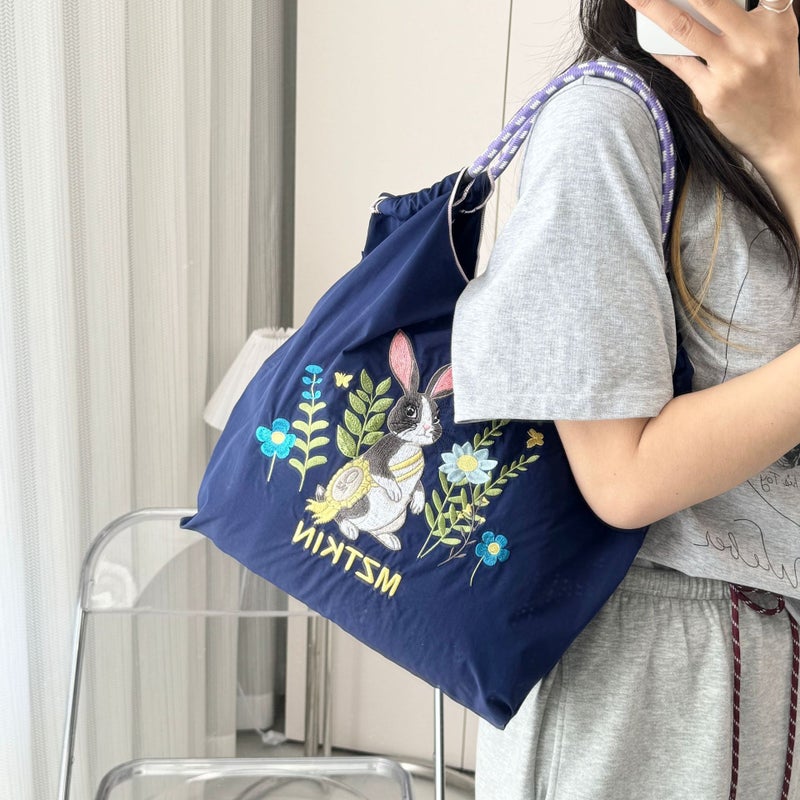 Canvas Bag Women'S Crossbody Student'S Handbag Supplementary Class Bag Handbag Carrying Book Bag Japanese Girl'S Artistic Embroidery Bag - Image 3