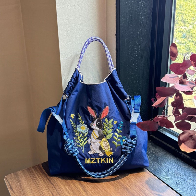 Canvas Bag Women'S Crossbody Student'S Handbag Supplementary Class Bag Handbag Carrying Book Bag Japanese Girl'S Artistic Embroidery Bag - Image 1