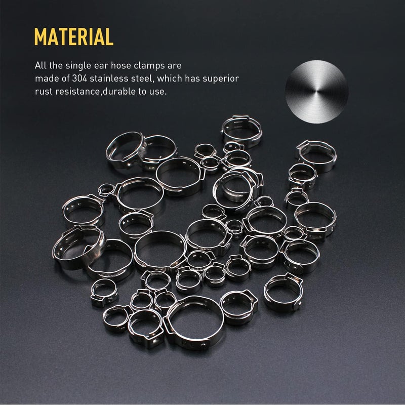 Trivd Frol 150Pcs 304 Stainless Steel Single Ear Hose Clamp Assortment Kit with Pincer - Image 3