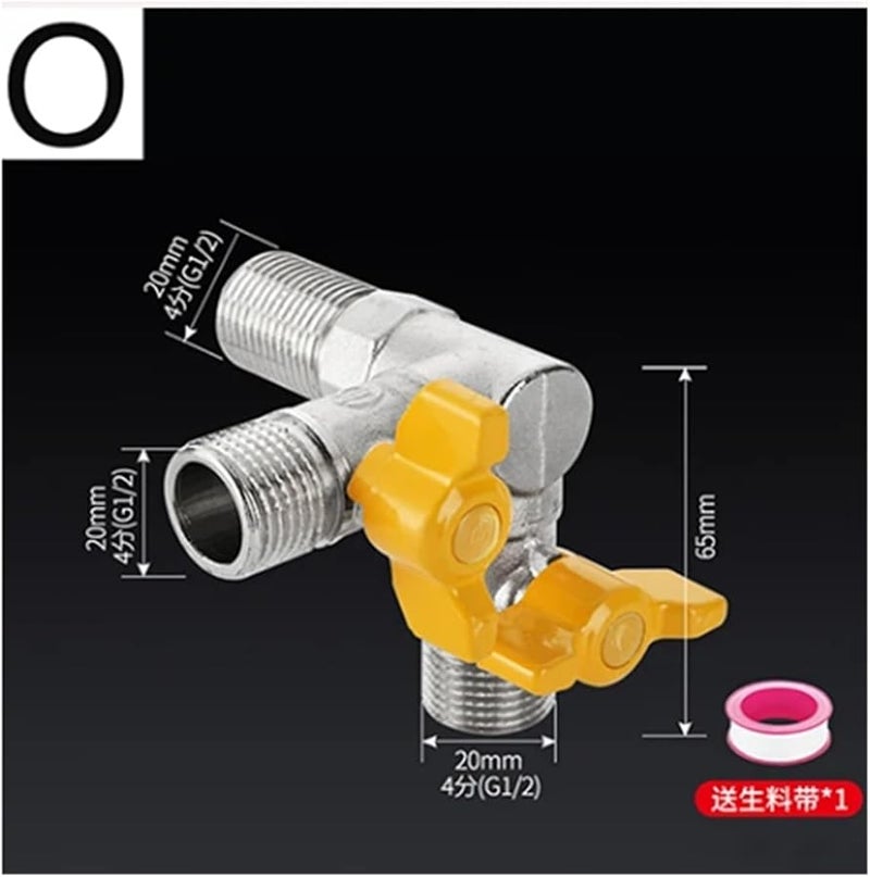 O Color 3 Way 4 Way Gas Valve Angle Ball Water Heater Faucet Switch Diversion Part - Image 4