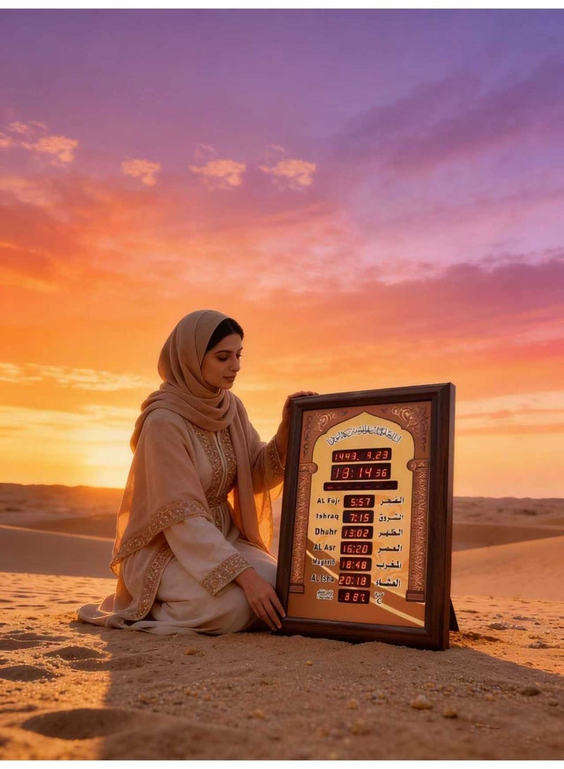 AZ5035-6 AZAN clock, Muslim Islamic Prayer clock, Digital Prayer Call, Hijri Calendar, Islamic clock with Remote Control and Charger, Suitable for Ramadan/Home/Office/Mosque Reading.50×5×35cm - Image 4
