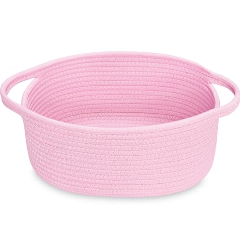 ABenkle Small Woven Baskets 12x8x5 Rope Baby Toy Storage Basket with Handle Durable Gift Basket Empty for Graduation Easter Christmas - Image 1