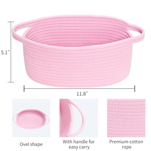 ABenkle Small Woven Baskets 12x8x5 Rope Baby Toy Storage Basket with Handle Durable Gift Basket Empty for Graduation Easter Christmas - Image 3