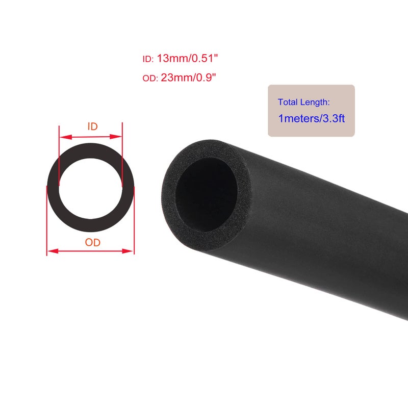 CXWBIM Foam Tubing for Handle Grip Support,Pipe Insulation 13mm ID 23mm OD,3.3 Feet, Tube for Heat Preservation,Air Conditioner,Water Pipes,Handlebar Grips(13x23mm,3.3ft) - Image 2