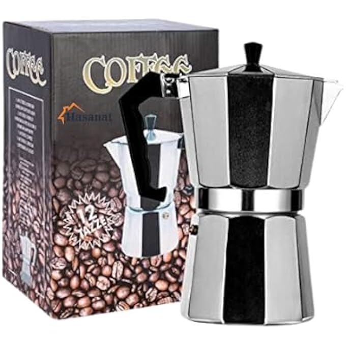 أساسيات حسنات ماكينة تحضير قهوة الإسبريسو موكا إكسبريس المصنوعة من الألومنيوم بستة مراحل على الطراز الإيطالي، مزودة بوعاء لتحضير القهوة على الموقد - Image 2