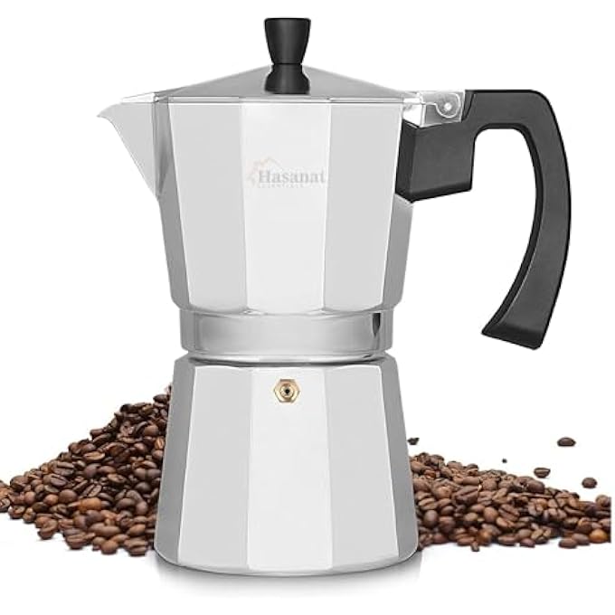 أساسيات حسنات ماكينة تحضير قهوة الإسبريسو موكا إكسبريس المصنوعة من الألومنيوم بستة مراحل على الطراز الإيطالي، مزودة بوعاء لتحضير القهوة على الموقد - Image 1