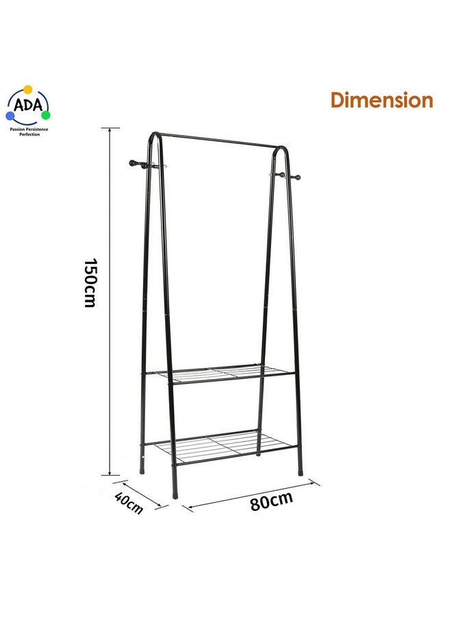 ADA Ada Premium Metal Garment Rack, Closet Organizers And Storage With Double Layer Shelf For Storing Clothes, Shoes, Bags - Black - 80 X 40 X 150Cm - Image 5