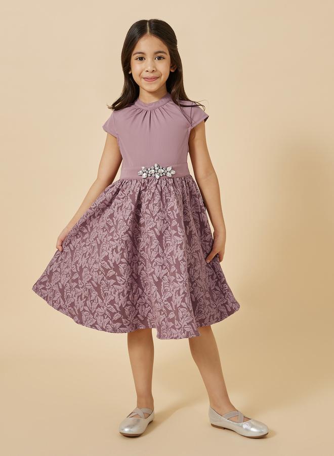 Styli Floral Jacquard Party Dress  - Image 1