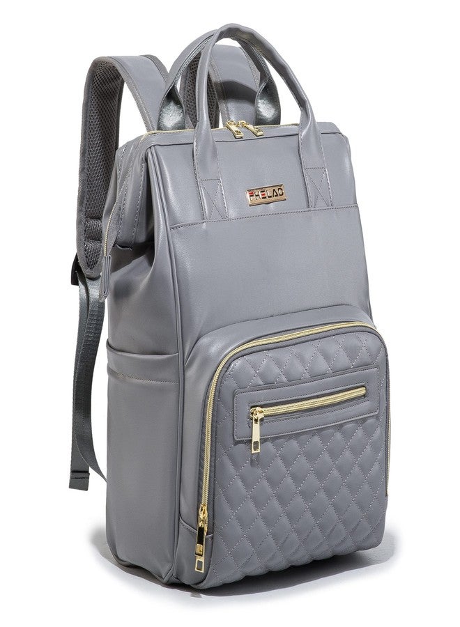 BHAFEM Baby Diaper Bag Backpack, Baby Bag with Laptop Compartment, Vegan Leather, Large Capacity, Waterproof Travel Diaper Backpack (Gray) - Image 1