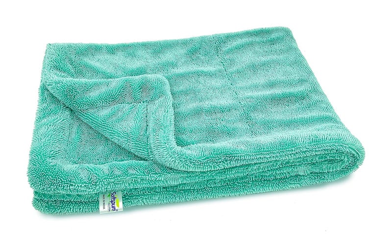 SOFTSPUN Microfiber Cloth for Car - 1200 GSM, 50X80cms, 1Pcs, Aqua Blue Twisted Loop Super Absorbent…… - Image 2