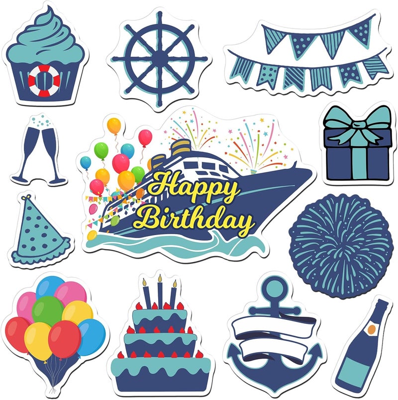 LEIFIDE 12 Pcs Cruise Door Decorations Magnetic Ocean Car Magnets Cruise Door Magnet Stickers Decorations Ocean Fridge Decor for Carnival Refrigerator(Birthday) - Image 1