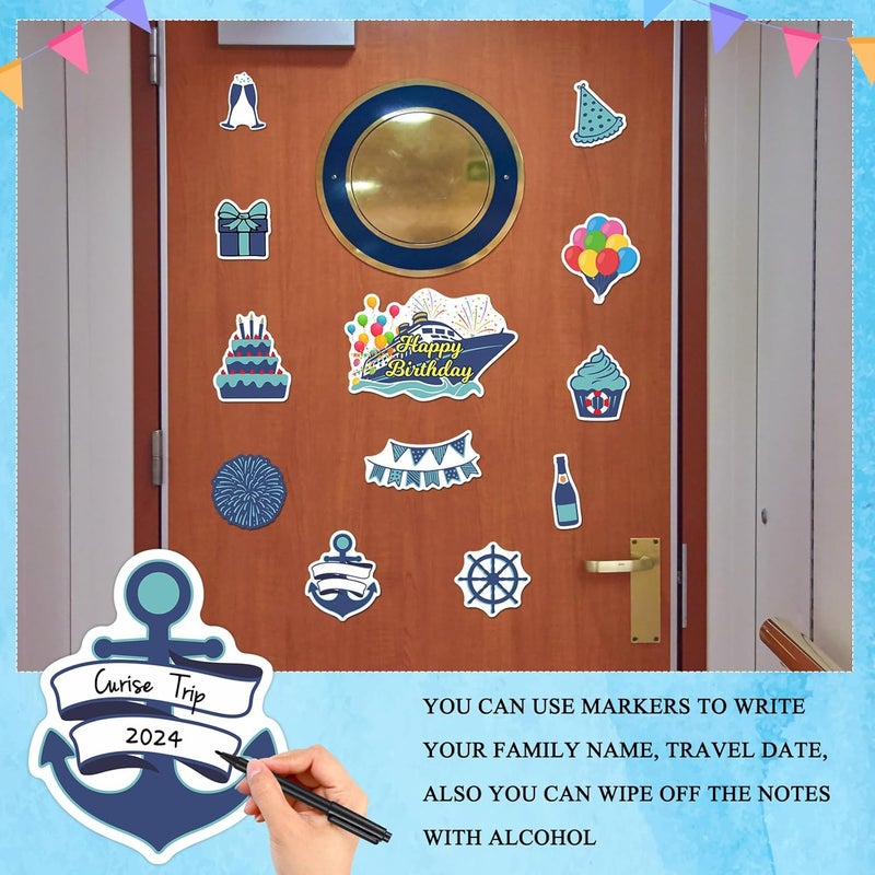 LEIFIDE 12 Pcs Cruise Door Decorations Magnetic Ocean Car Magnets Cruise Door Magnet Stickers Decorations Ocean Fridge Decor for Carnival Refrigerator(Birthday) - Image 3