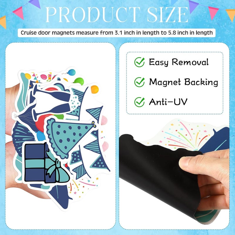 LEIFIDE 12 Pcs Cruise Door Decorations Magnetic Ocean Car Magnets Cruise Door Magnet Stickers Decorations Ocean Fridge Decor for Carnival Refrigerator(Birthday) - Image 4