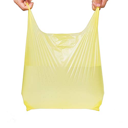 LazyMe T Shirt Bags, Plastic Bags with Handles Bulk for Grocery and Retail Shopping, Bolsas De Plastico Para Negocio, 12x20 Inch (Yellow, 100pcs) - Image 4