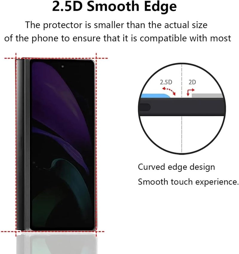 Lynacz Original حماية شاشة زجاجية مقسّاة للخصوصية لجهاز Galaxy Z Fold 7 متوافقة مع زجاج سامسونج فولد 7 - مضادة للتجسس بصلابة 9H، مقاومة للخدوش، عبوة من 2 قطعة للأمام والخلف (إجمالي 4 قطع) - Image 2