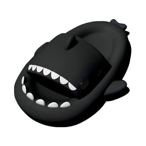 rosyclo Shark Slides for Women and Men, Cute Shark Slippers Adult Youth Cloudy Summer Soft Lightweight Anti-Slip Thick Sole Beach House Cloud Cushioned Shower Slide Sandals for Indoor Outdoor, Black - Image 1