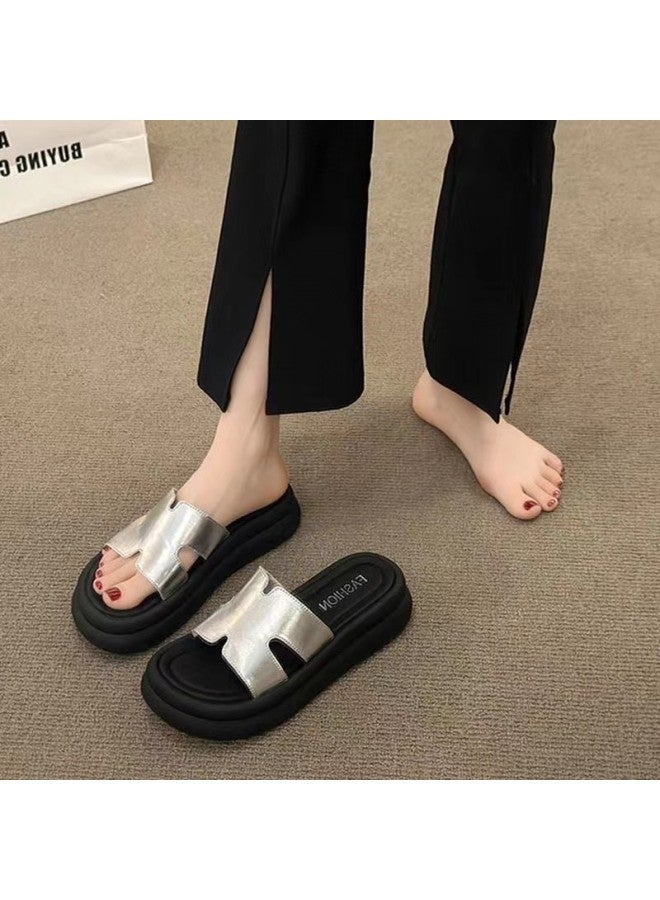 Women's Slippers New Round Toe Thick Platform Heightening Beach Sandals Fashion Flip Flops Outdoor Wear Sandals For Women - Image 1